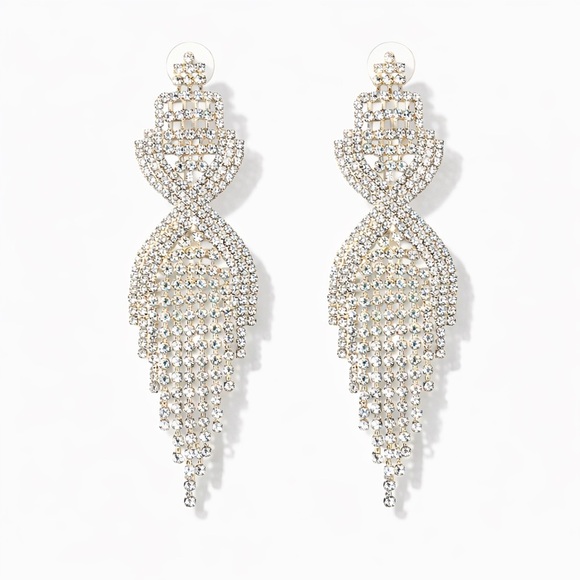 Anthropologie Jewelry - Elegant Silver Crystal Drop Earrings